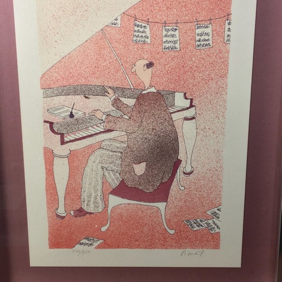 Pianist Art Color Printed Aluminum Framed - Picture 3 of 6
